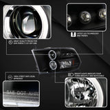 For 2009-2019 Dodge Ram LED Halo Projector Headlights Glossy Piano Black