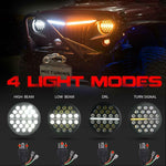 2PCS 7" Round LED Fog Light Headlight Lamp Combo For Jeep Off-road Truck SUV ATV