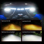 2PCS 7" Round LED Fog Light Headlight Lamp Combo For Jeep Off-road Truck SUV ATV