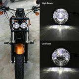 For Harley Davidson Fat Bob Black 4.65" Inch Twin Dual LED Headlights