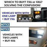 2pcs H6054 7x6 LED Headlight Sealed Beam Square Headlamp For Toyota Truck Pickup