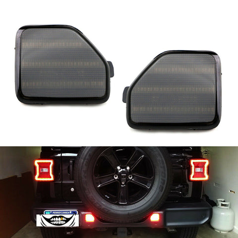 Smoked Lens Full LED Rear Bumper Reflector Light Kit For 18-up Jeep Wrangler JL