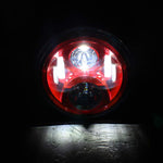 7" RED SET LED Headlight for Harley with 4.5" LED Fog Lights + Bracket Mounting Ring + Wiring Harness