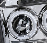2005-2007 Dodge Dakota Chrome Halo LED Projector Headlight+Clear Bumper Fog Lamp