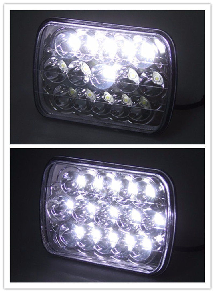 Pair 5x7 / 7x6 LED Headlights For Jeep Cherokee XJ (84-01) & Wrangler YJ (86-95)