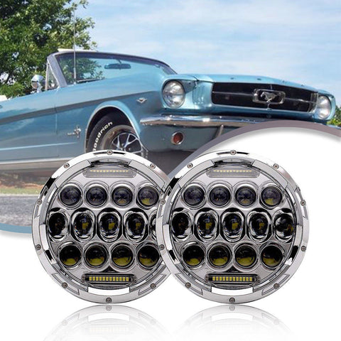 DOT 7 Inch Round Chrome LED Headlight HI/LO Beam For Ford Mustang 1965-1978 CREE