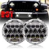 DOT 7 Inch Round Chrome LED Headlight HI/LO Beam For Ford Mustang 1965-1978 CREE