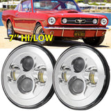 2X CREE LED Hi Lo Projector 7 Inch Round Headlights For Ford Mustang 1965-1978