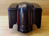 SADDLEBAGS 4" WITH DUAL CUT OUTS,LIDS AND REAR LED LIGHT FENDER INCLUDED FOR HD