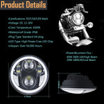 For 5.75" RGB HALO Headlight, LED Black Motorcycle 5 3/4" Headlamp with White DRL Multicolor Angel Eyes fit Harley Davidson Dyna Sportster 883 72 48, 1PC