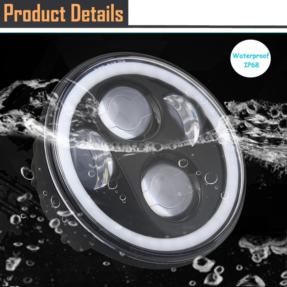 IRONWALLS 5.75" LED Headlight With DRL Eye – Fits Harley Dyna Sportster – 1PC